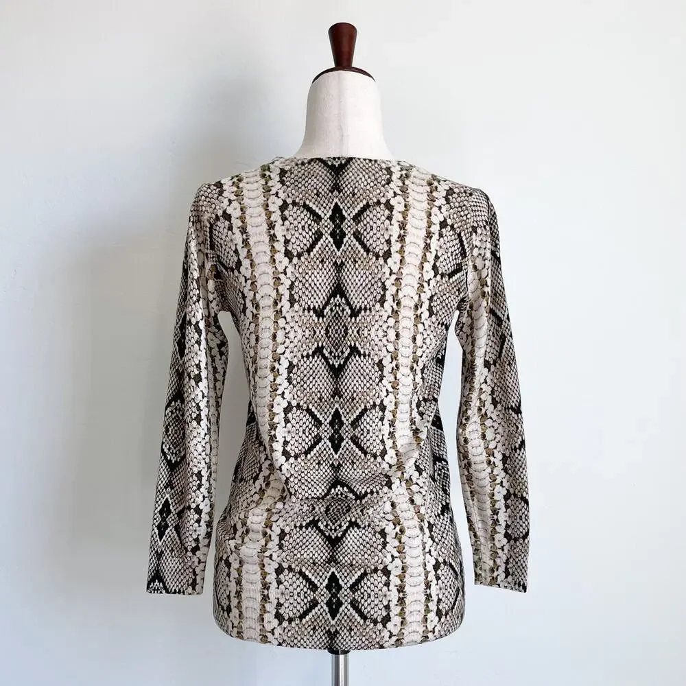 J. Crew Snakeskin Print Merino Wool Crewneck Sweater